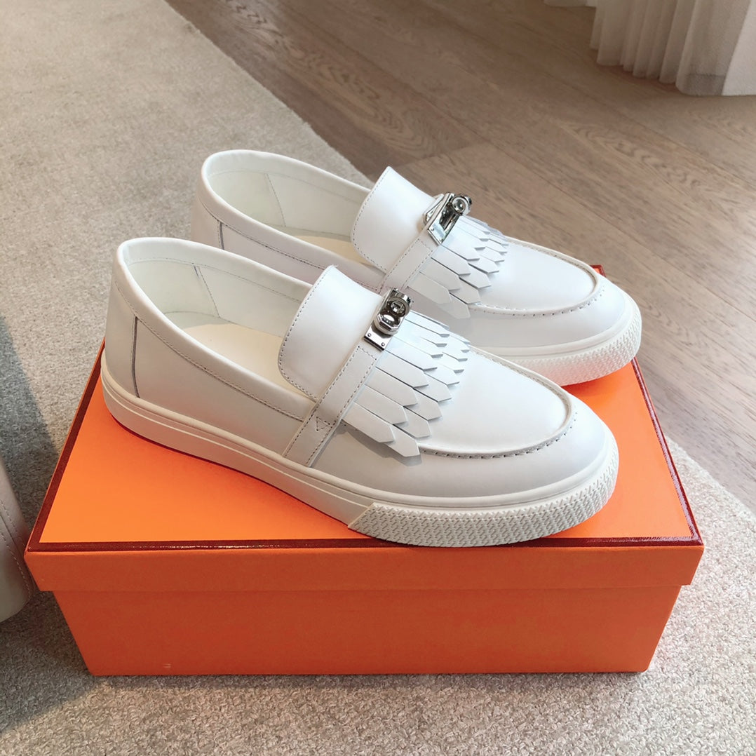 GAME SLIP-ON SNEAKER WHITE WITH TASSELS CALFSKIN、mysite、Cacoeks
