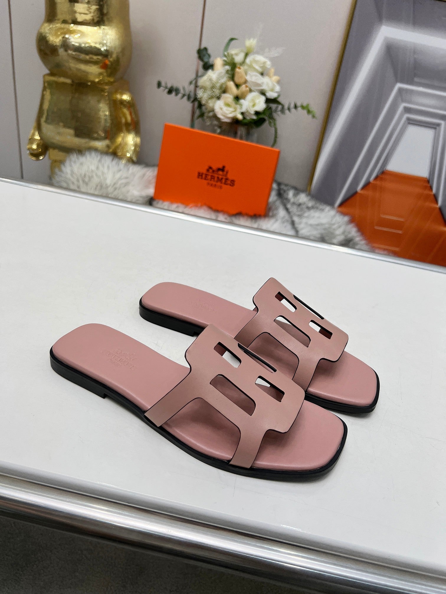 FLATFORM SANDAL LIGHT PINK CALFSKIN、mysite、Cacoeks