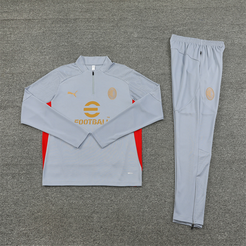 JerseysGala.com | AC Milan 24-25 Long Sleeve Training Set - Grey -Customize Name, Number and Patch | Worldwide Shipping