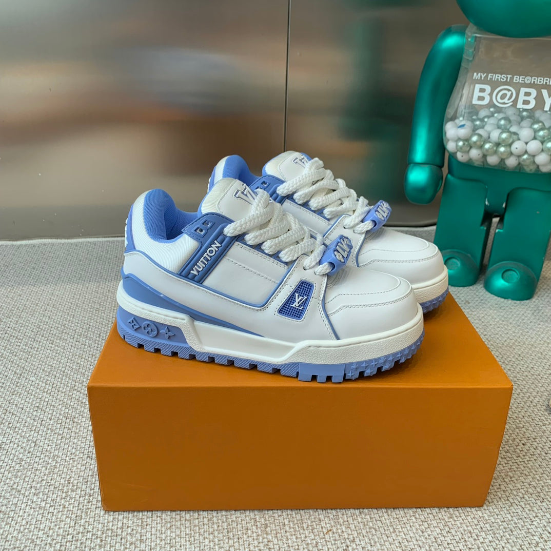 LV TRAINER MAXI SNEAKER IN WHITE MIX OCEAN BLUE CALFSKIN、mysite、Cacoeks