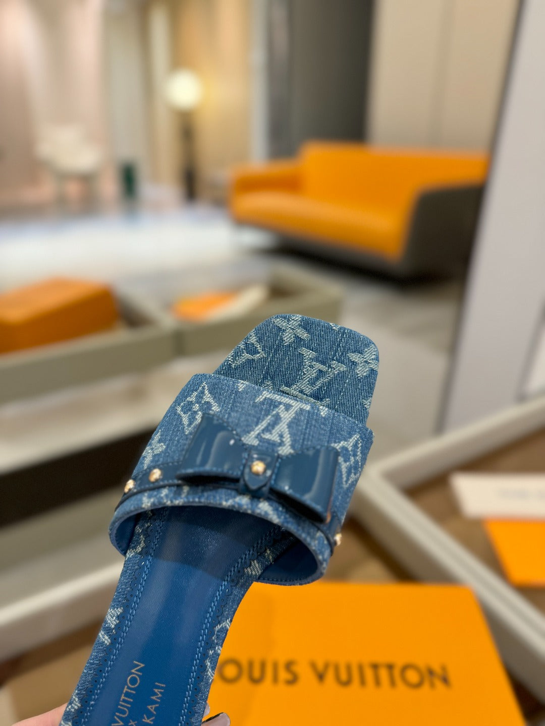 LV X TM 6AM FLAT MULE IN NAVY BLUE MONOGRAM DENIM、mysite、Cacoeks