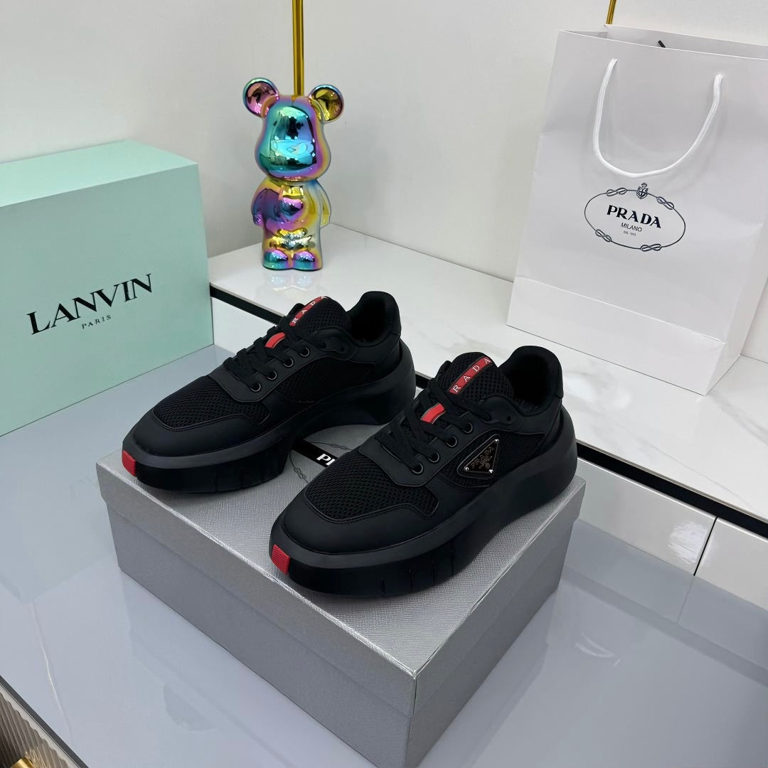PRADA 25S SNEAKERS IN BLACK CALFSKIN、mysite、Cacoeks