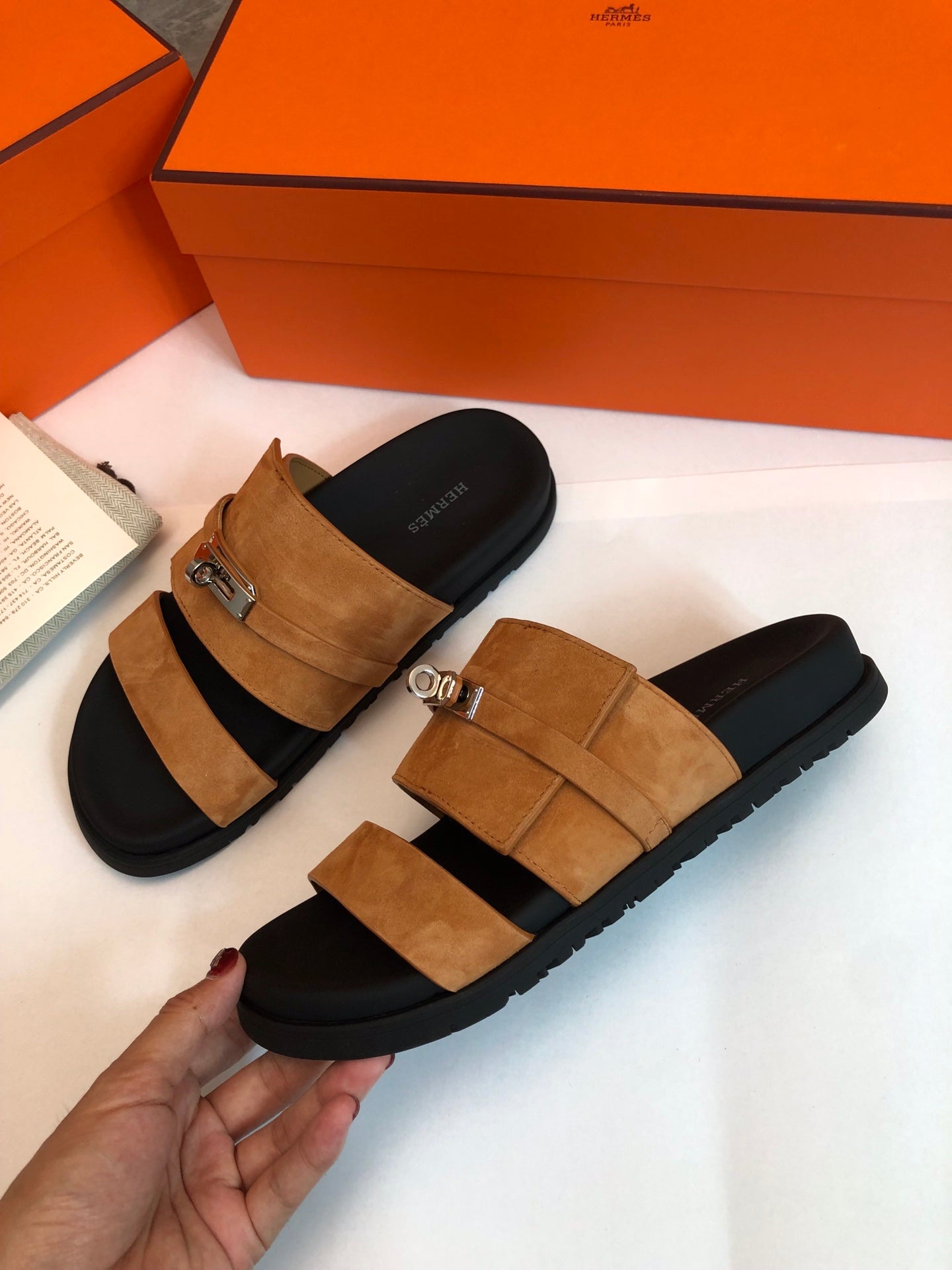 GABRIEL SANDAL MULE IN BRONZE BROWN SUEDE、mysite、Cacoeks