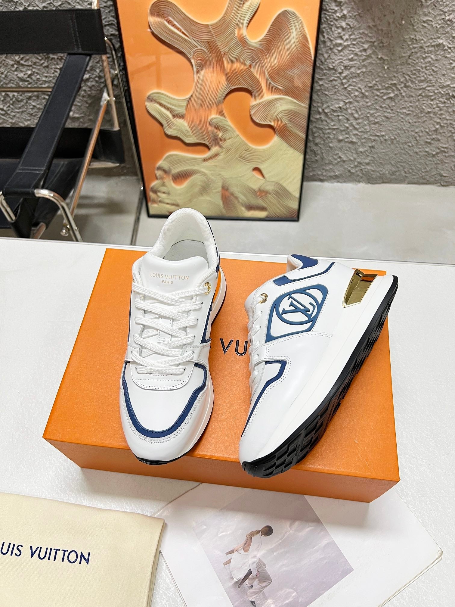 LV WOMEN SNEAKER IN WHITE MIX BLUE CALFSKIN、mysite、Cacoeks
