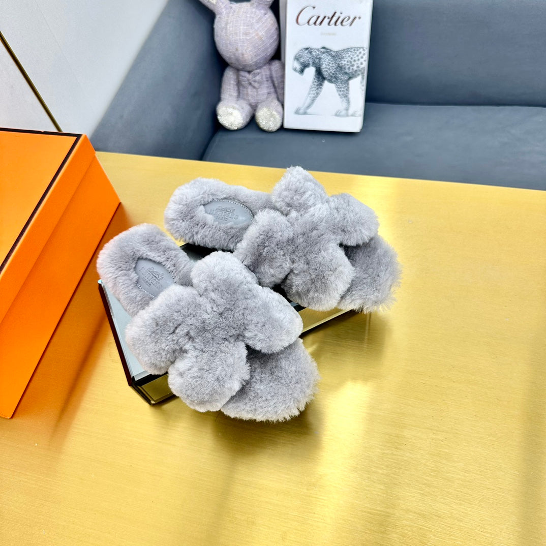 0RAN SHEARLING SANDALS SILVER GRAY、mysite、Cacoeks