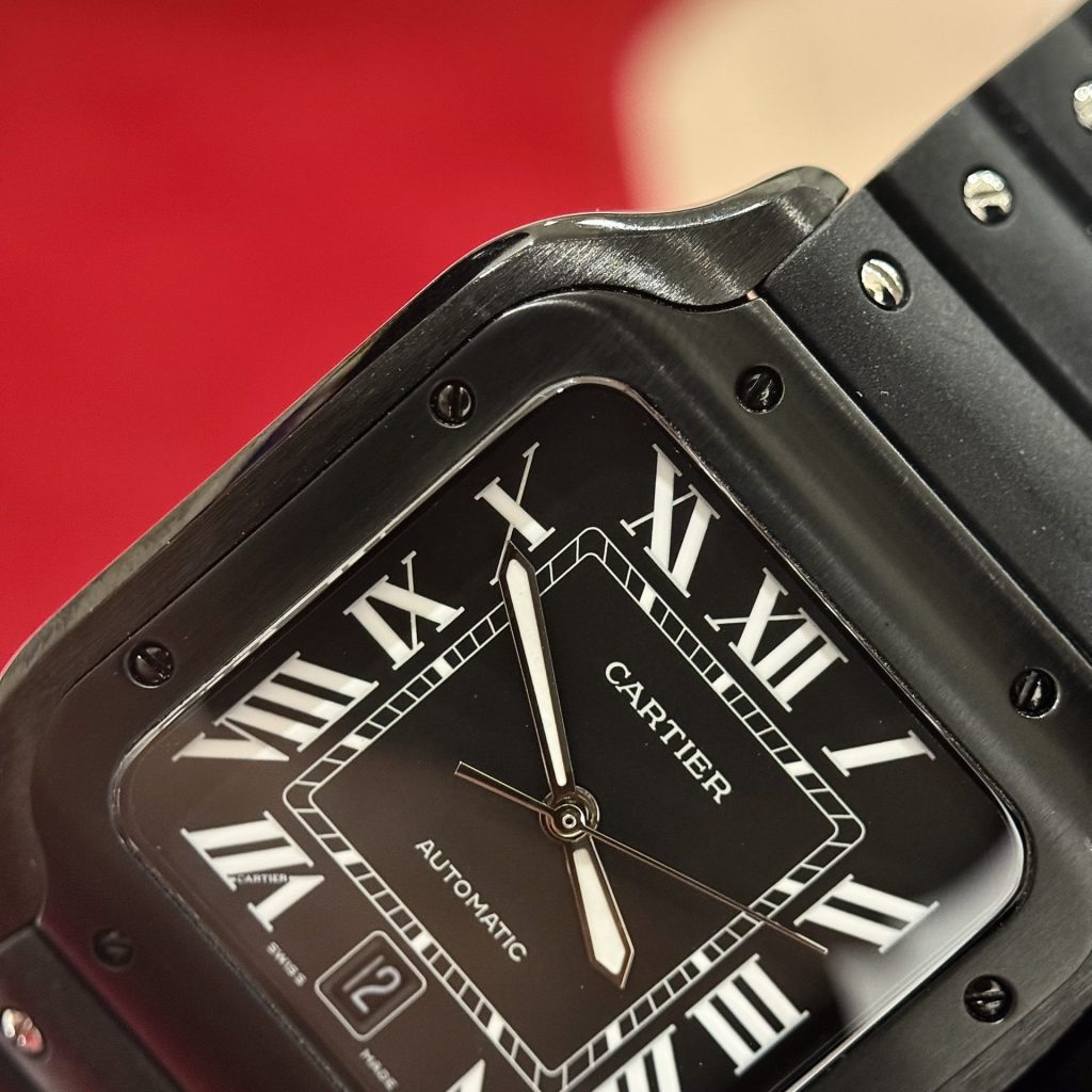 Đồng Hồ Cartier Chế Tác Santos WSSA0039 Màu Đen Dây Cao Su Nhà Máy BV 39 (2)