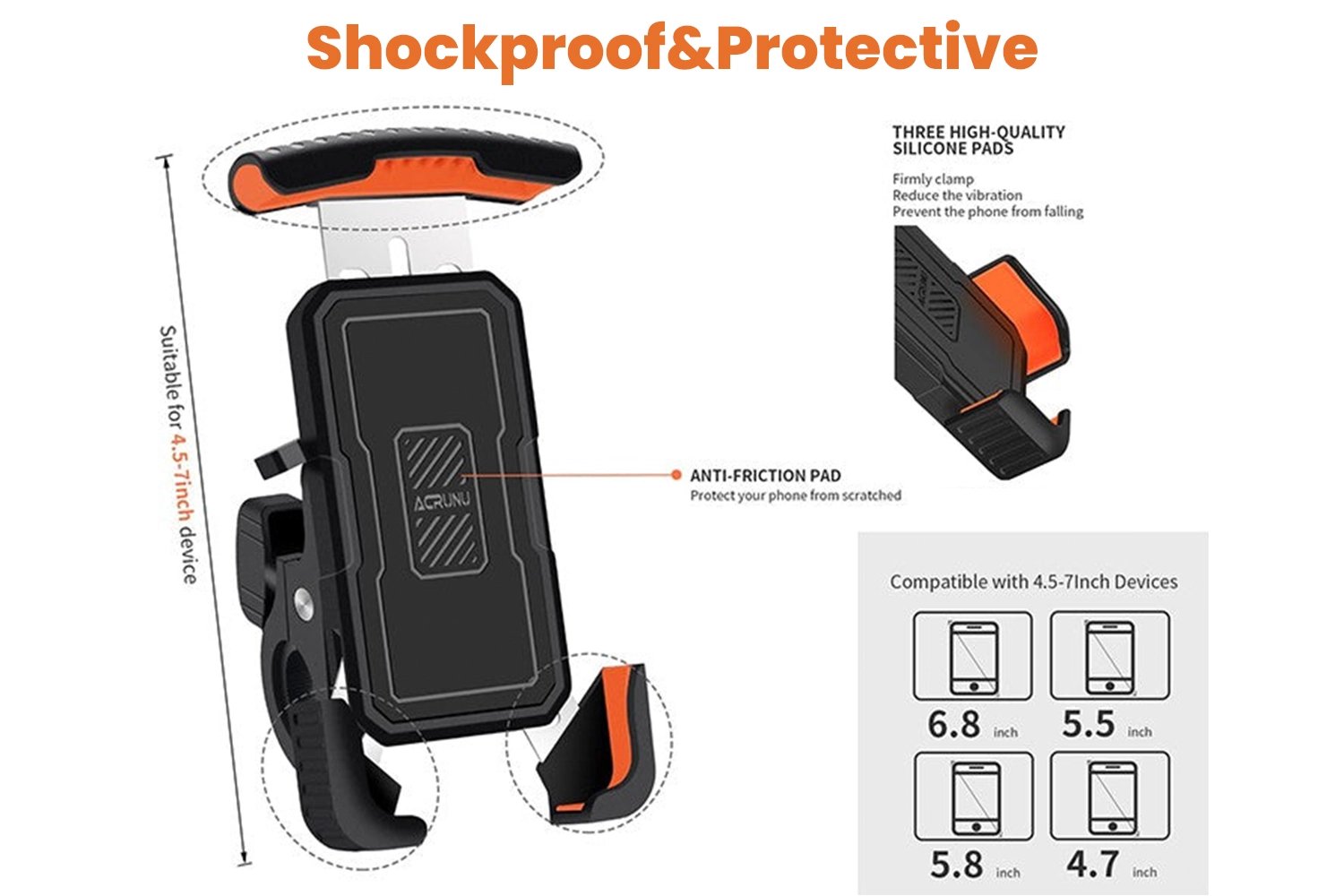 ACRUNU Lock Rotatable Ebike Phone Holder、mySite、bearsvspackers