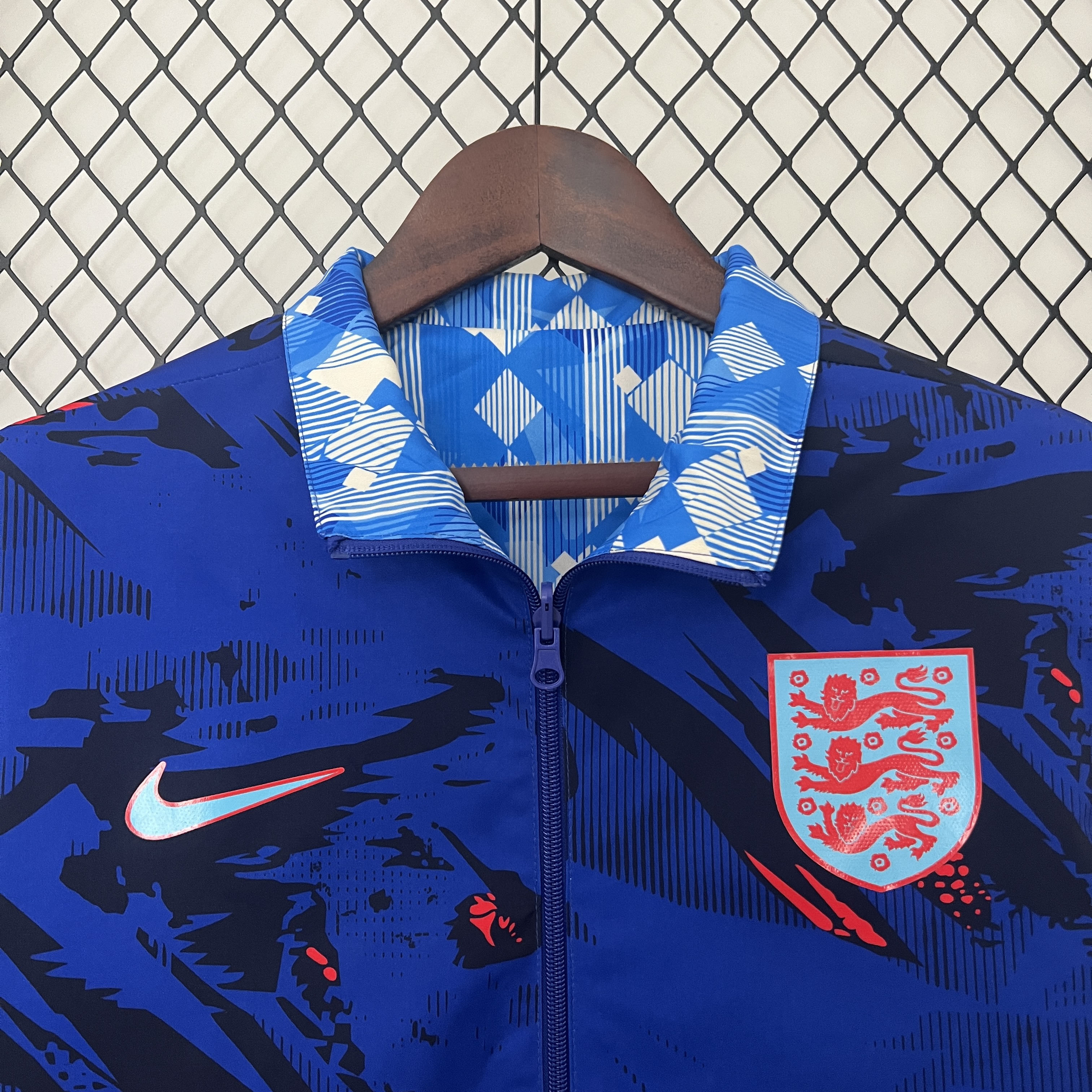 Higojerseys-England 2024 Double Sided Reversible Windbreaker - Blue
