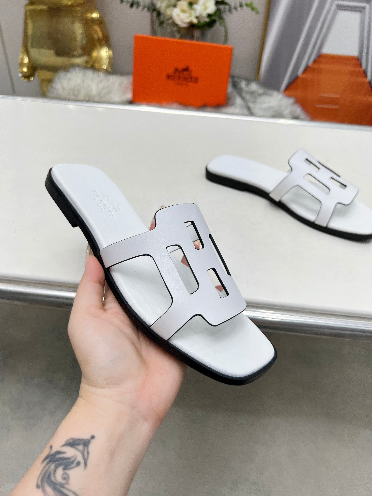 FLATFORM SANDAL WHITE CALFSKIN、mysite、Cacoeks