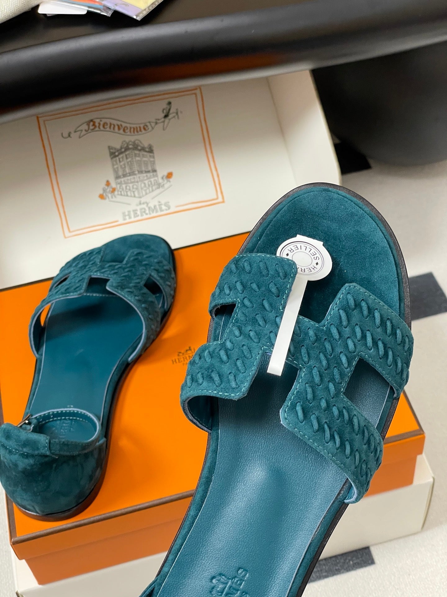 HM 25S SANTORINI SANDAL IN DARK BLUE SUEDE AND LAMBSKIN、mysite、Cacoeks