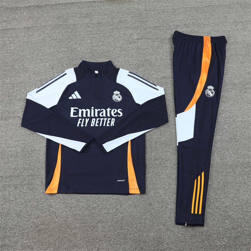 JerseysGala.com | Real Madrid 24-25 Long Sleeve Training Set - Deep Blue -Customize Name, Number and Patch | Worldwide Shipping
