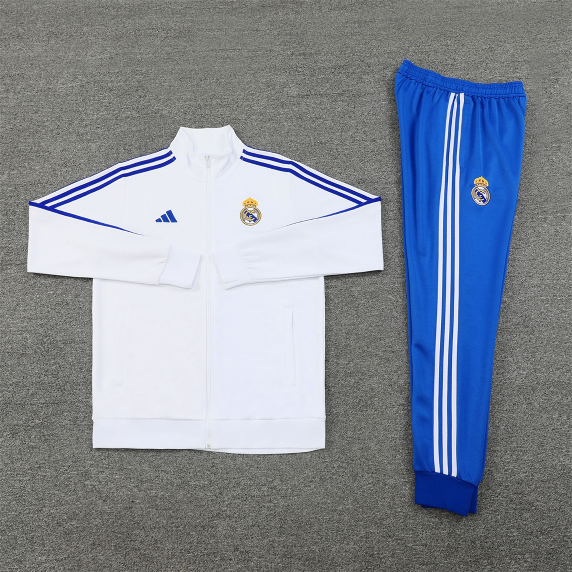 JerseysGala.com | Real Madrid 24-25 Jacket Training Tracksuit - Blue & White -Customize Name, Number and Patch | Worldwide Shipping