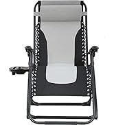 Oversized Padded Zero Gravity Chair Lounge Chair Outdoor Patio Recliner with Cup Holder Adjustabl...