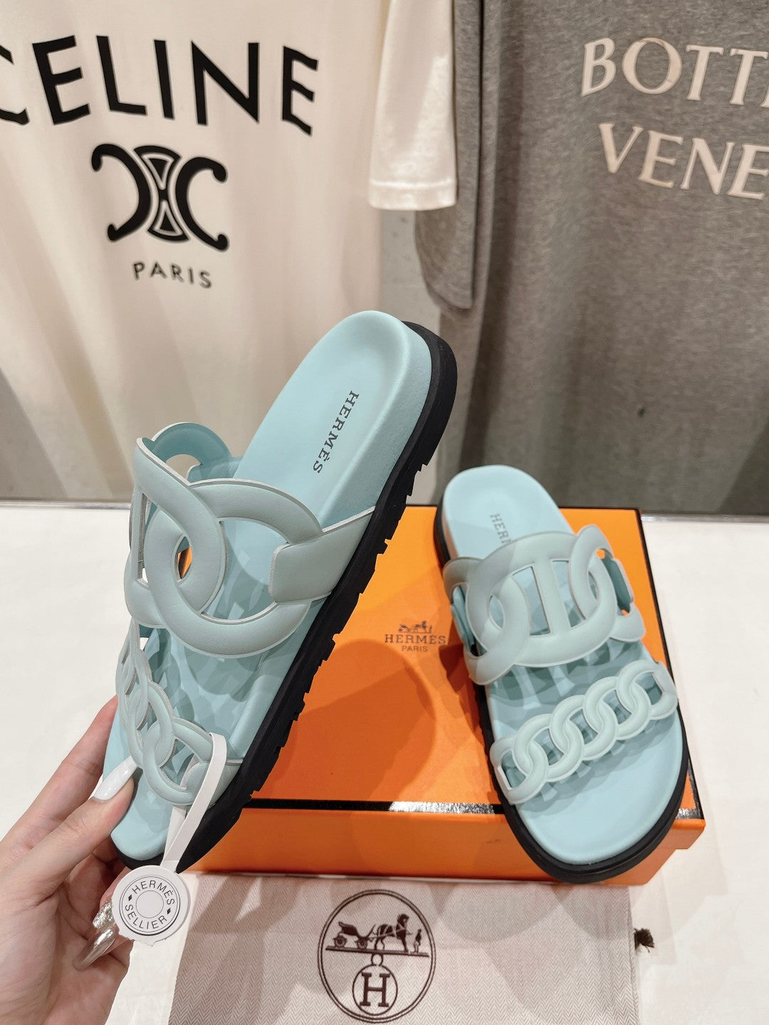 EXTRA SANDAL PASTEL PASTEL BLUE CALFSKIN、mysite、Cacoeks