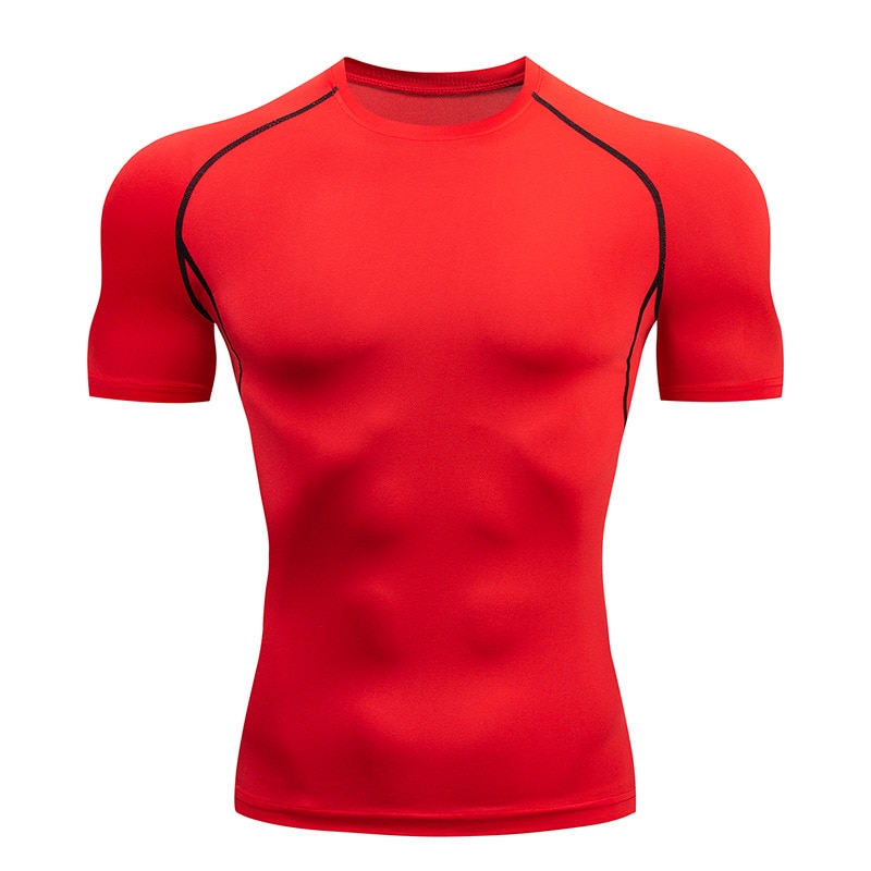 Men's Sport Tops Round Neck Compression Shirt Bodybuilding Gym Tights for Male Quick Dry Short Sleeve Cycling Fitness Sportswear