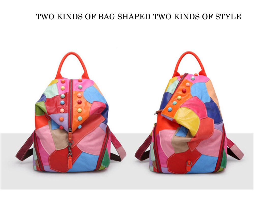 Two Styles of Woosir Colorful Soft Leather Backpacks for Women