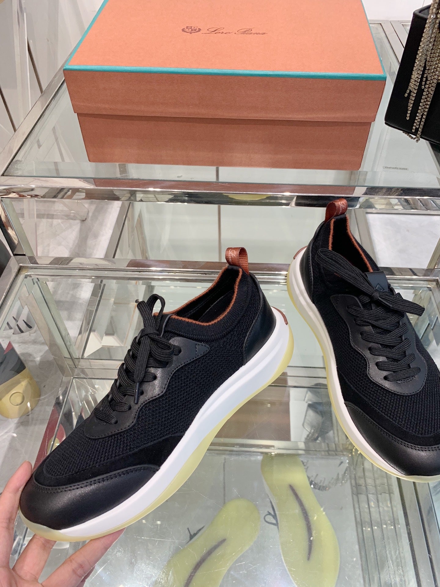 SNEAKER IN BLACK CANVAS MIX SUEDE WITH LAMBSKIN、mysite、Cacoeks