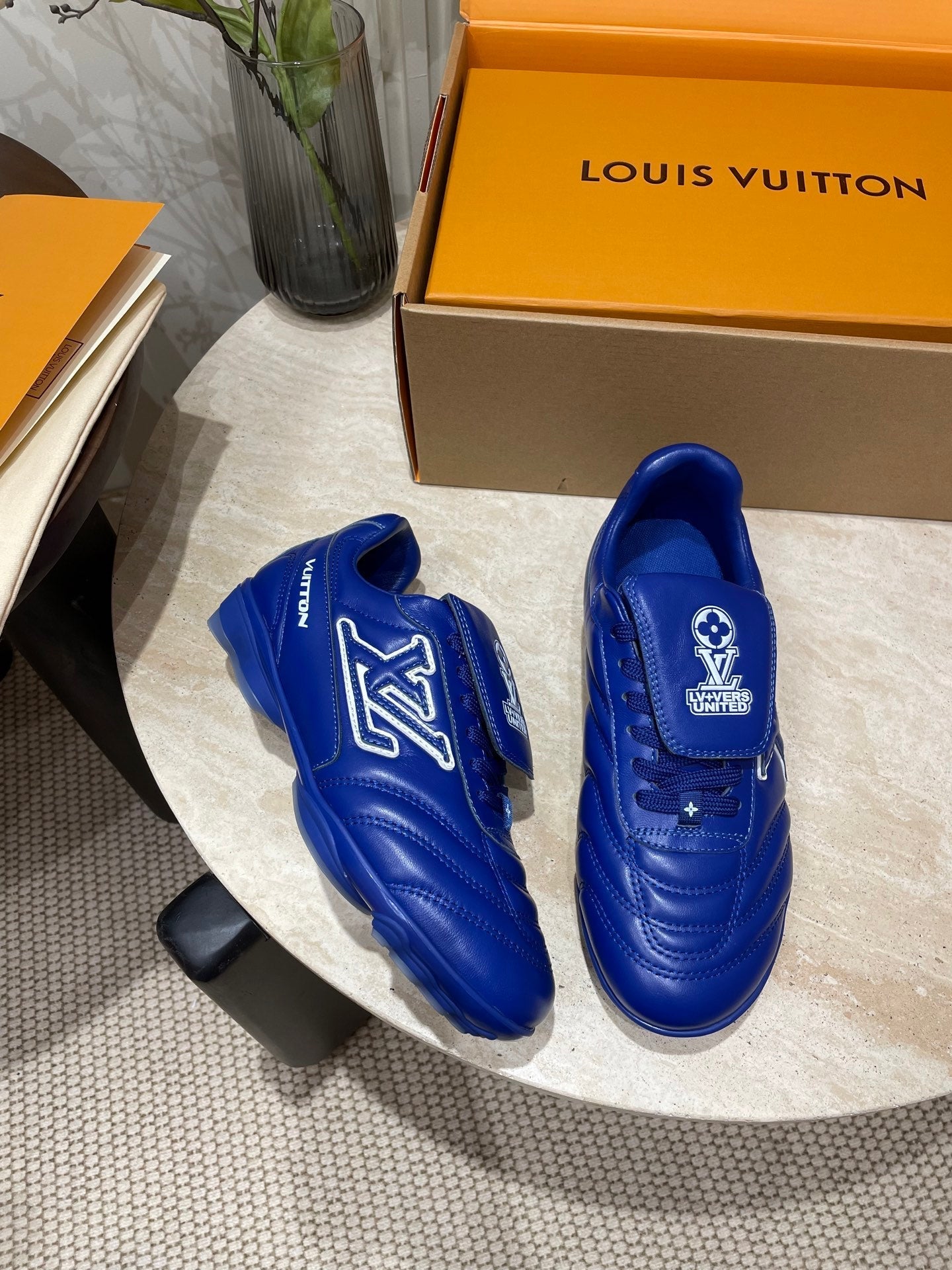 FOOTPRINT SOCCER SNEAKER IN COBALT BLUE CALFSKIN、mysite、Cacoeks