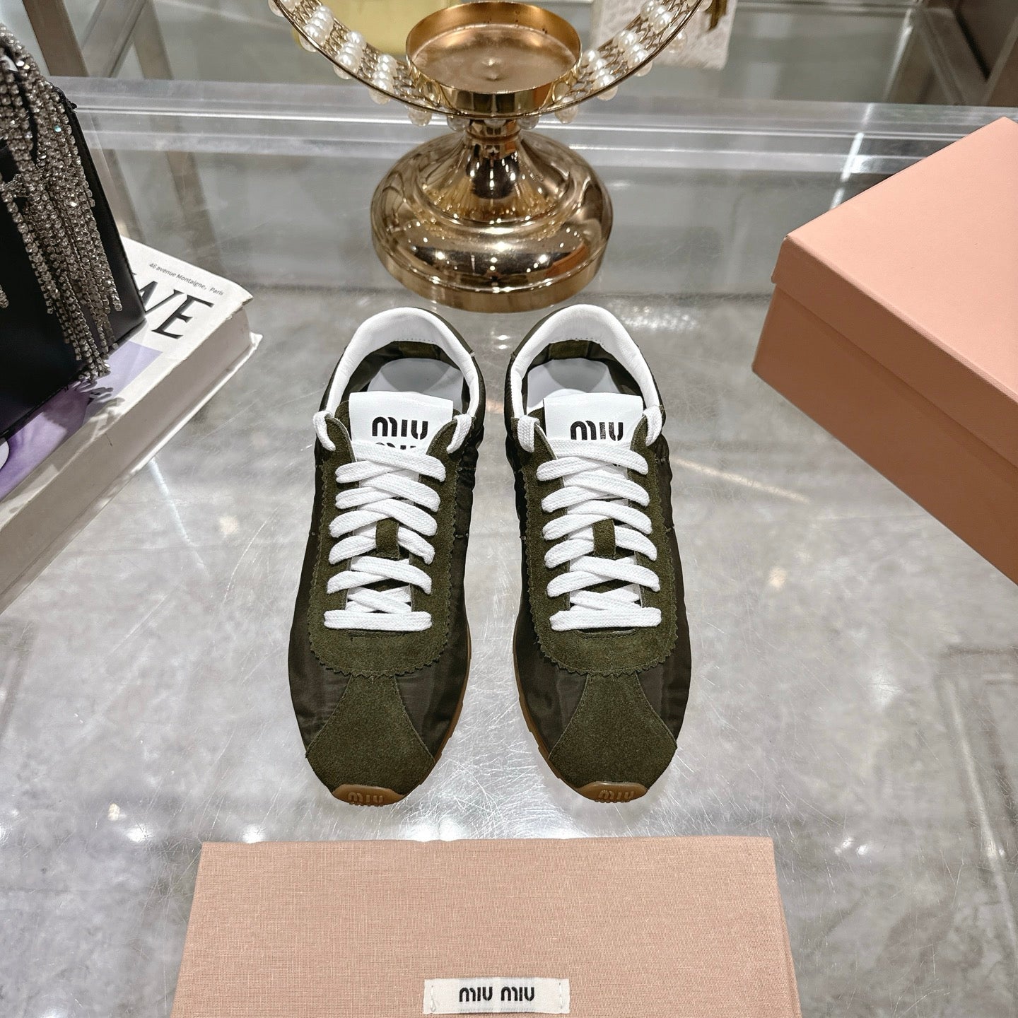 PLUME NAPPA SNEAKERS IN DARK GREEN SUEDE AND CANVAS、mysite、Cacoeks