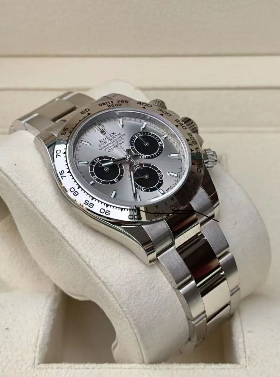 Rolex Daytona 40mm Super Clone Swiss Watch White Gold Oyster Bracelet Bright Black Dial Ref M126509-0003 4131 Swiss Movement