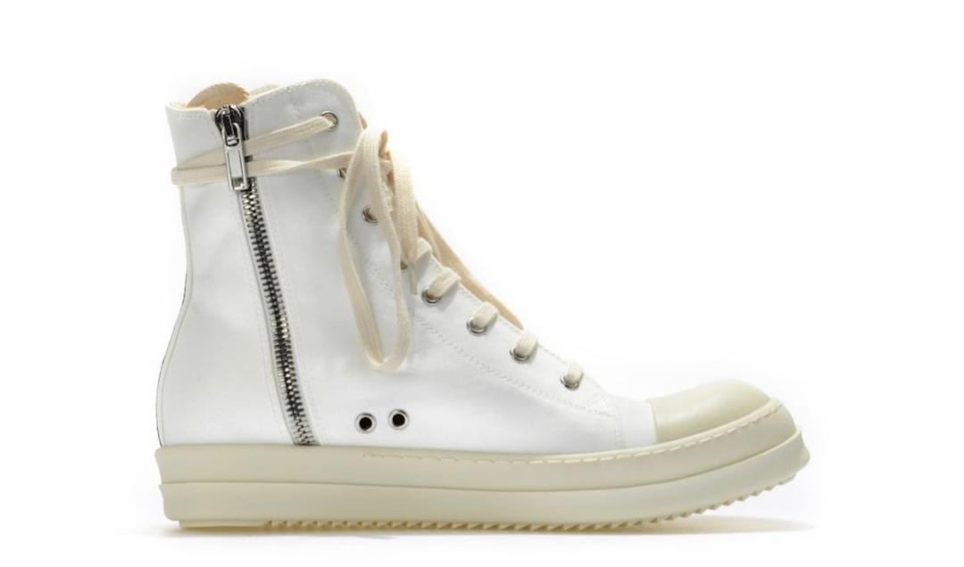 Rick Owens Canvas High Top Sneaker in White Cream、mysite、Cacoeks