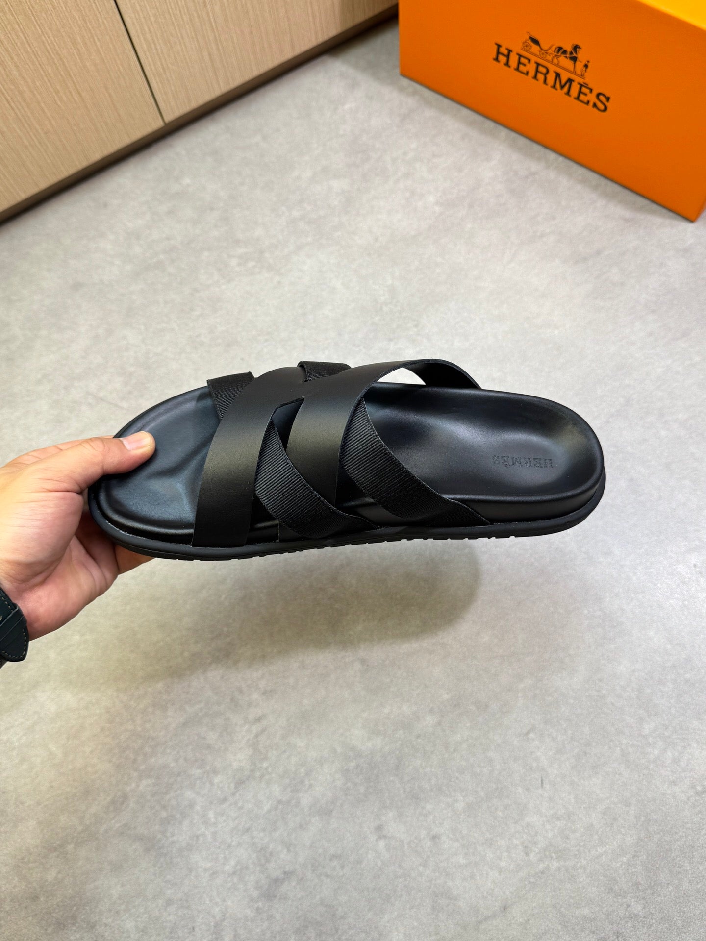 KAZIMIR SANDAL IN BLACK CALFSKIN AND CANVAS、mysite、Cacoeks