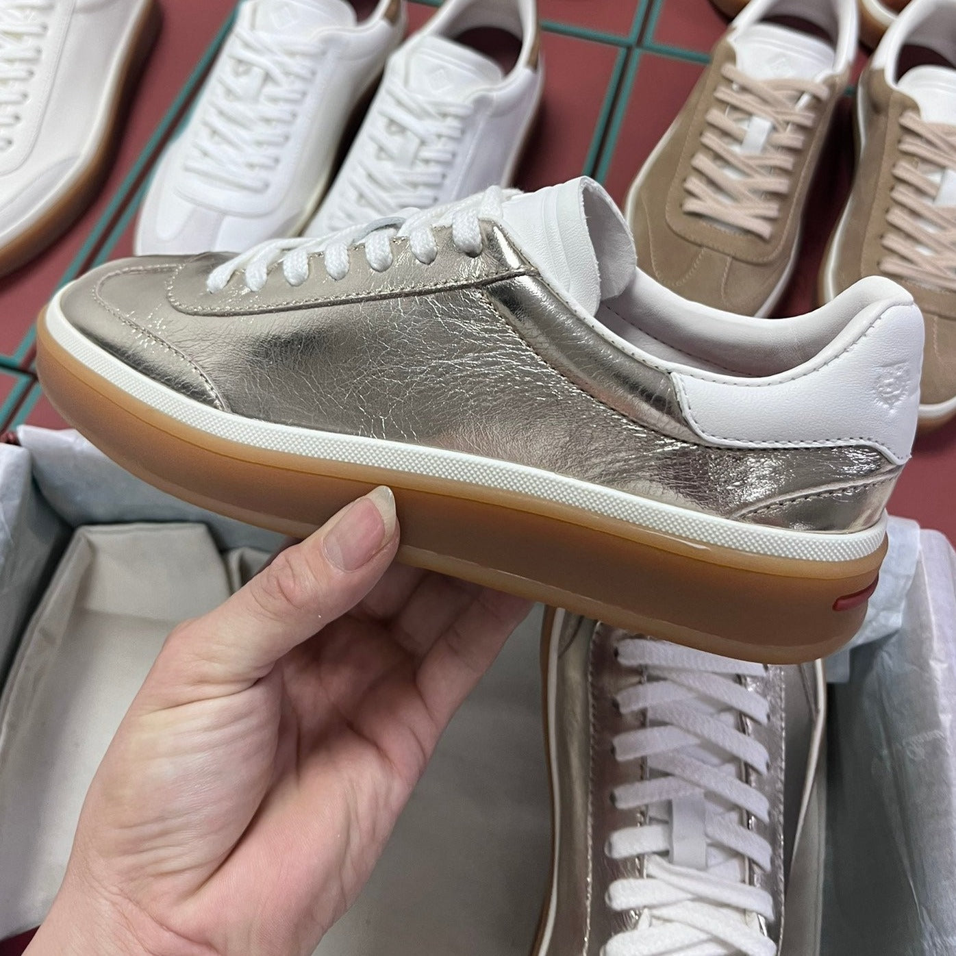 LP TENNIS WALK SNEAKERS SILVER CALFSKIN、mysite、Cacoeks