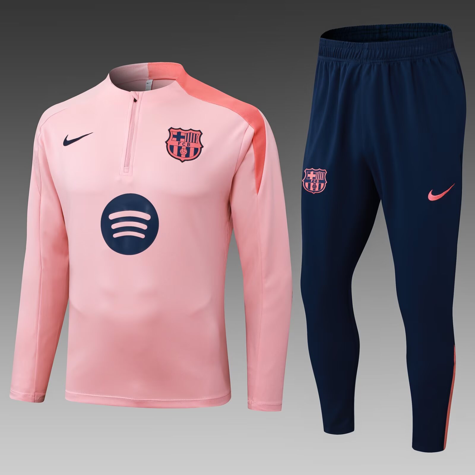 2025/2026 Barcelona Half-Pull Training Suit Pink Jersey Set:football jersey mysite: unitedjerseyfootball 邓江浪:football