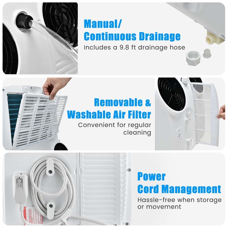 Eletriclife 11500 BTU Dual Hose Portable Air Conditioner with Remote Control