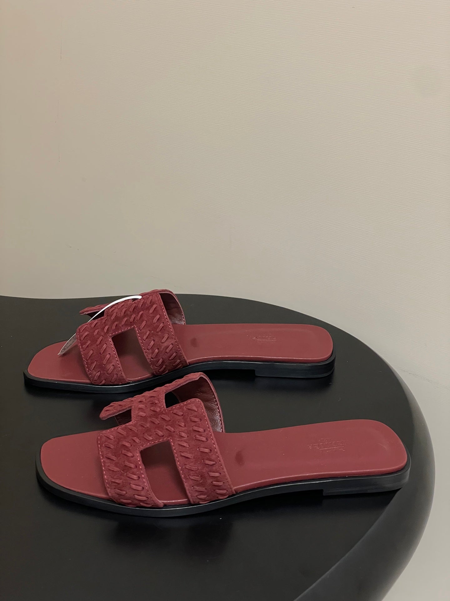 HM 25S ORAN SANDAL IN DARK RED SUEDE AND LAMBSKIN、mysite、Cacoeks