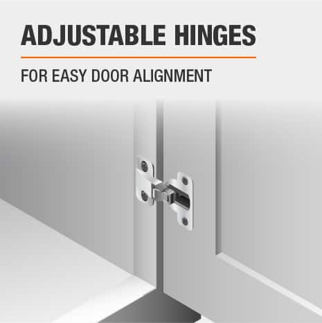 This bathroom vanity features adjustable hinges This bathroom vanity features adjustable hinges