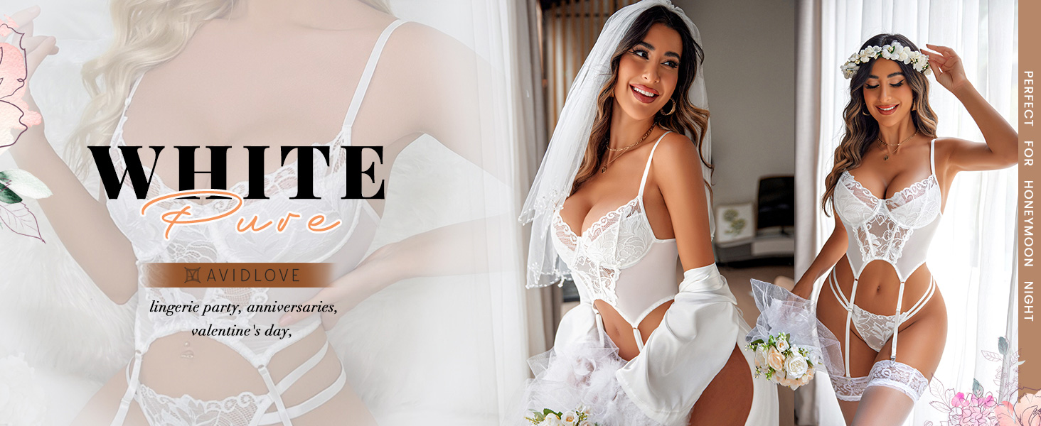 white garter set