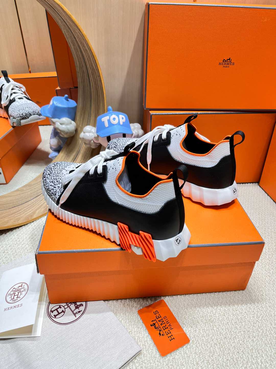 DEPART SLIP-ON SNEAKER IN WHITE MIX BLACK KNIT AND BLACK CALFSKIN、mysite、Cacoeks