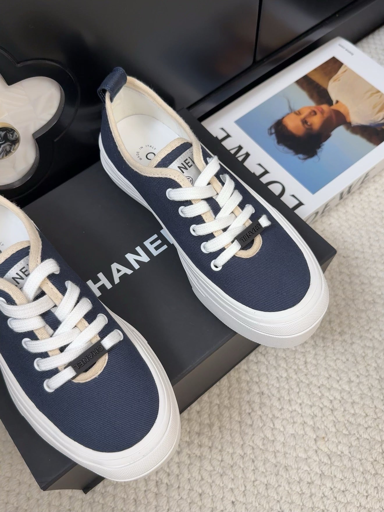 TRAINERS SHOES IN NAVY BLUE FABRIC、mysite、Cacoeks