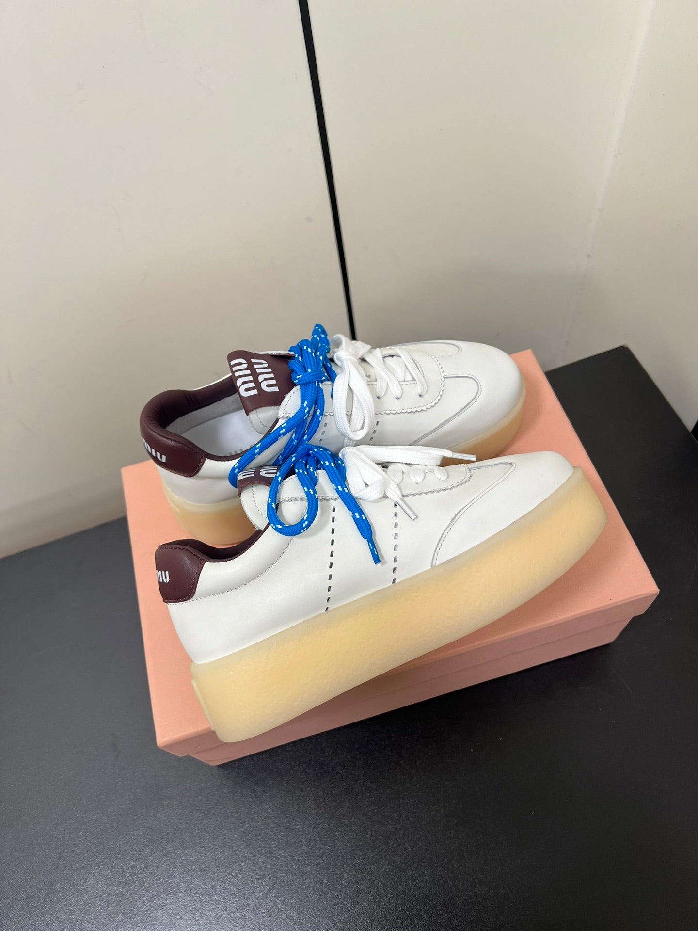 THICK-SOLED RETRO SNEAKERS IN WHITE MIX MERLOT SMOOTH LAMBSKIN、mysite、Cacoeks