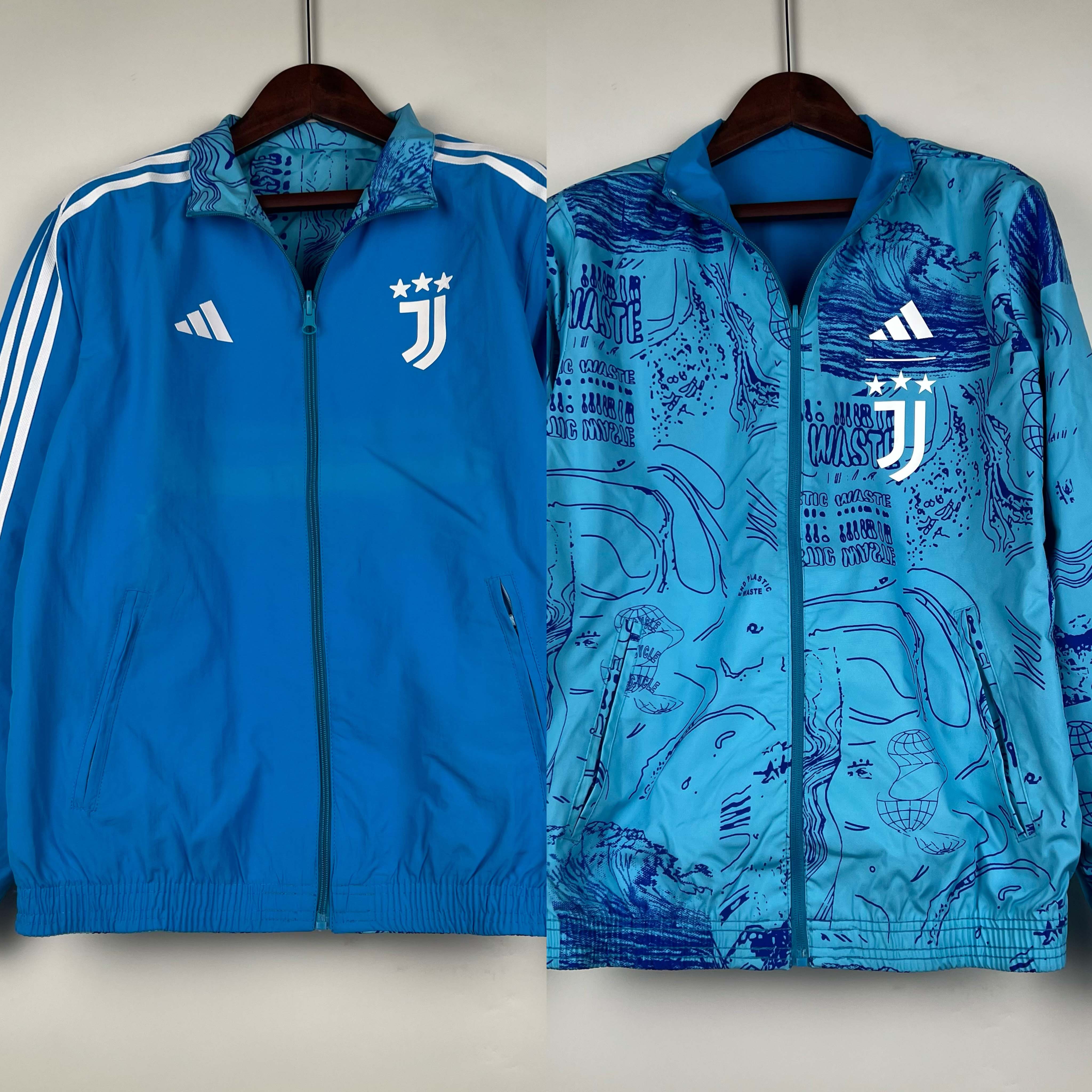 2023-2024 Juventus Reversible Windbreaker Blue Soccer Jersey 1:1 Thai Quality:football jersey mysite: unitedjerseyfootball 邓江浪:football