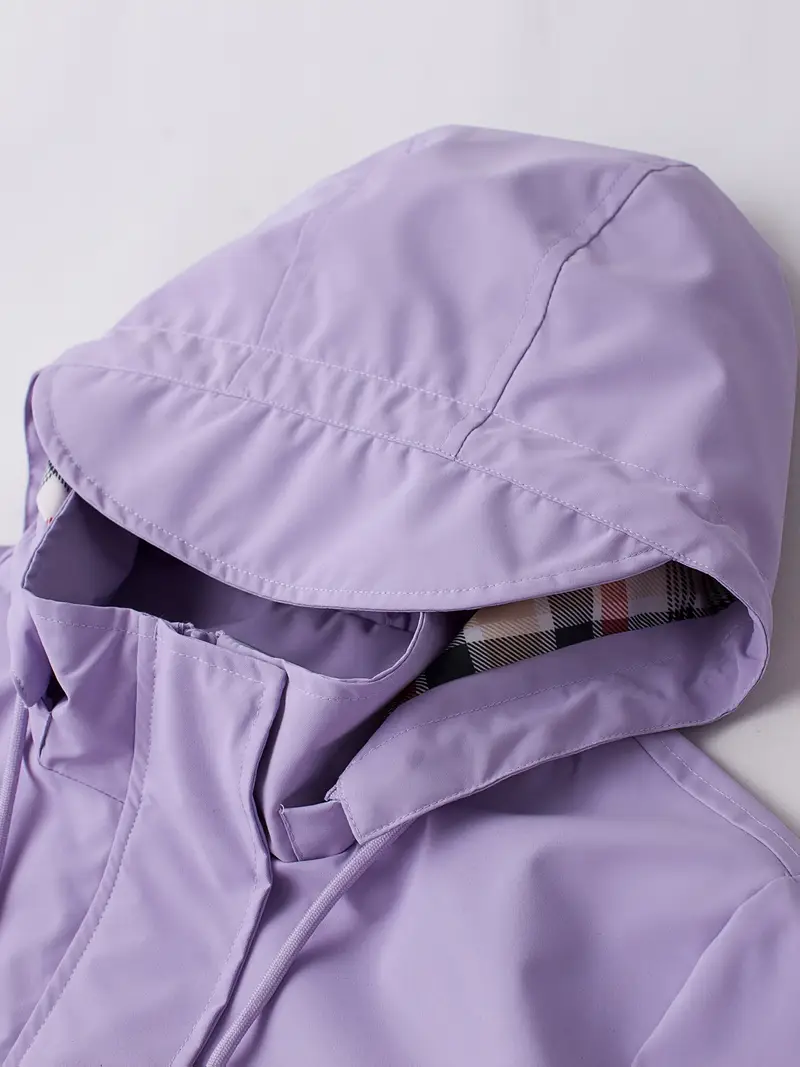 womens beige hooded zip up trench coat with drawstring waist multiple pockets casual long sleeve jacket for fall winter machine washable Product details 4