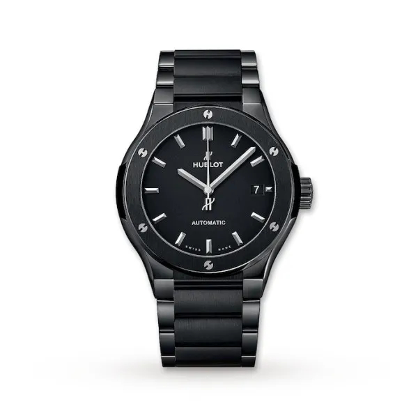 Hublot Classic Fusion Ref. 510.CM.1170.CM Super Clone Watch – Titanium Black Dial Ceramic Bezel Rubber Strap Fake Replica