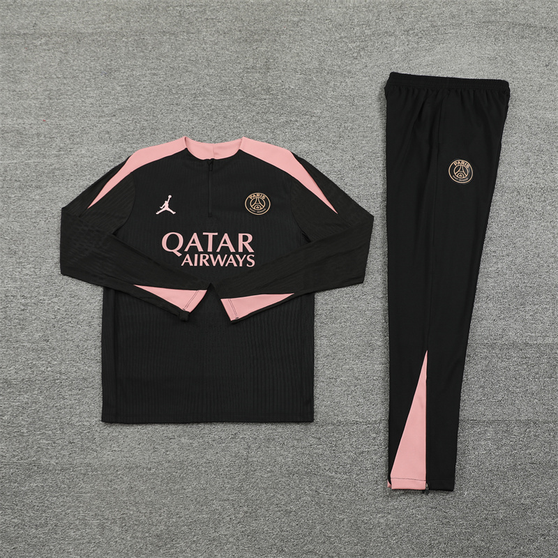 JerseysGala.com | Paris Saint-Germain PSG X JD 24-25 Long Sleeve Training Set - Player Version - Black and Pink -Customize Name, Number and Patch | Worldwide Shipping