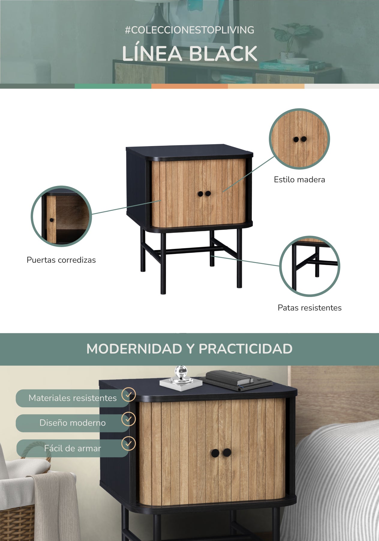 Buró Moderno con Puertas Corredizas
