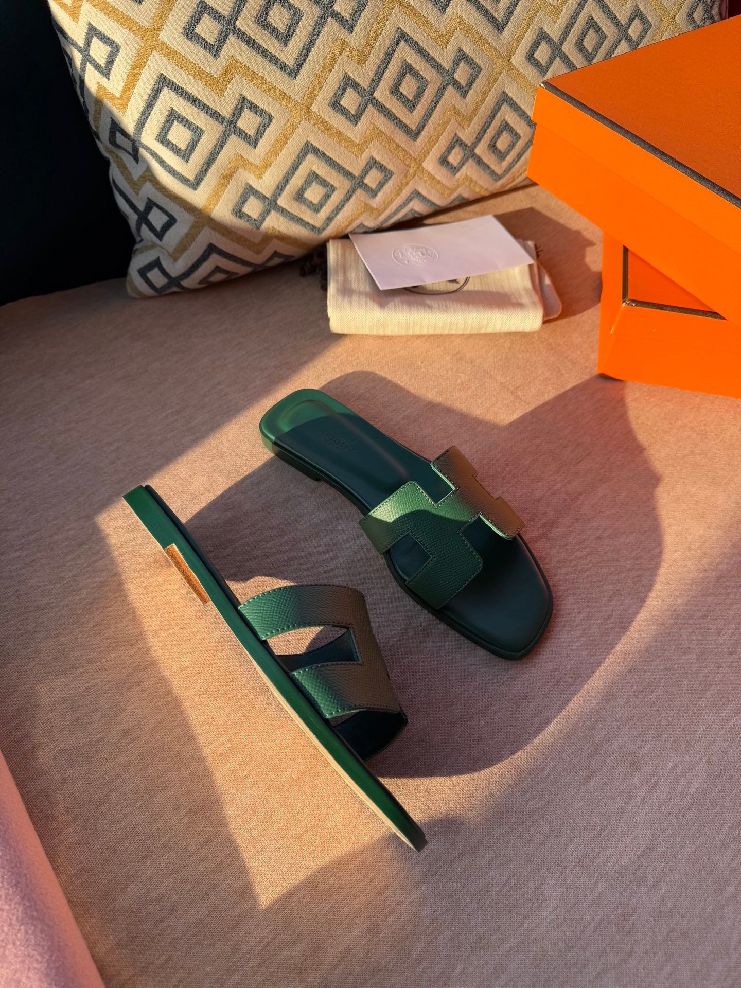 0RAN SANDALS IN HUNTER GREEN CALFSKIN、mysite、Cacoeks
