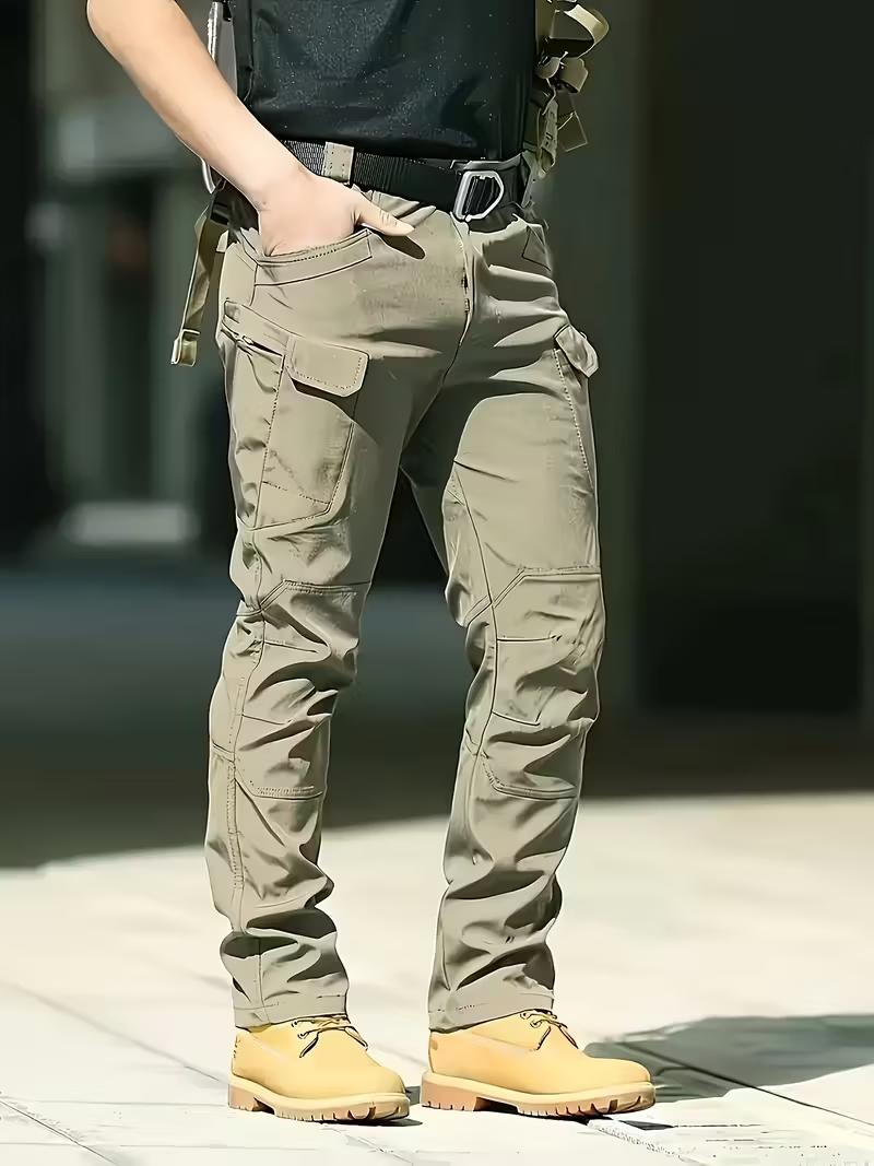 [Windproof|Warm] Windproof Warm Men's Outdoor Military Tactical Pants | Soft Shell Fleece Lined, Solid Color, Sports Style, Regular Fit, Mid Waist, Woven Fabric, 320G/M², with Pockets, No Belt, Casual Weekend Wear, Autumn/Winter Season