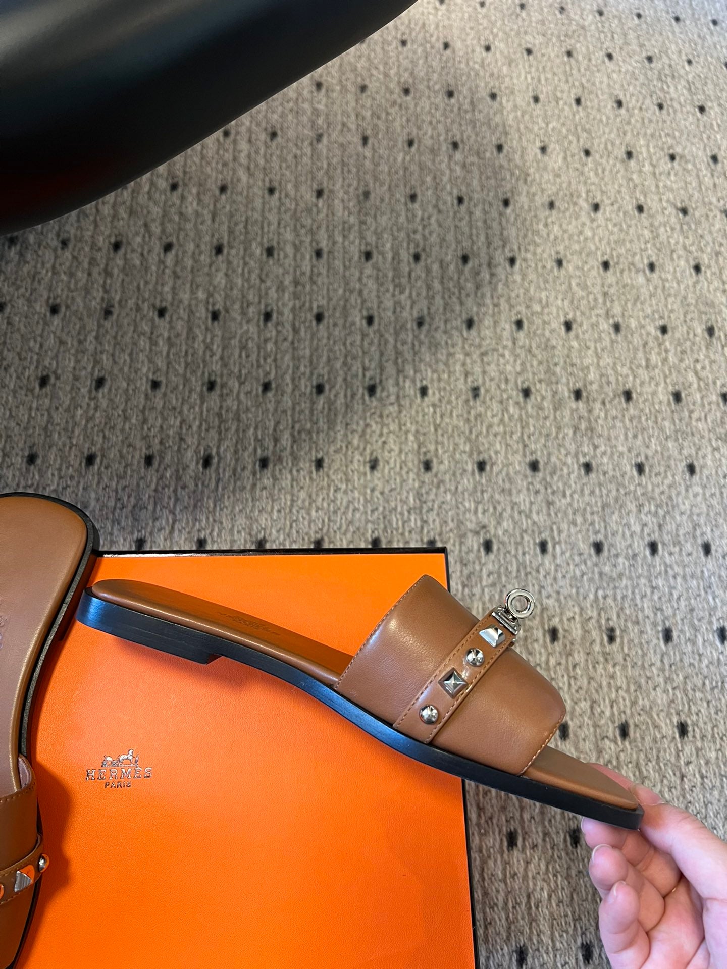 GIULIA FLAT SANDAL IN BRONZE BROWN CALFSKIN、mysite、Cacoeks