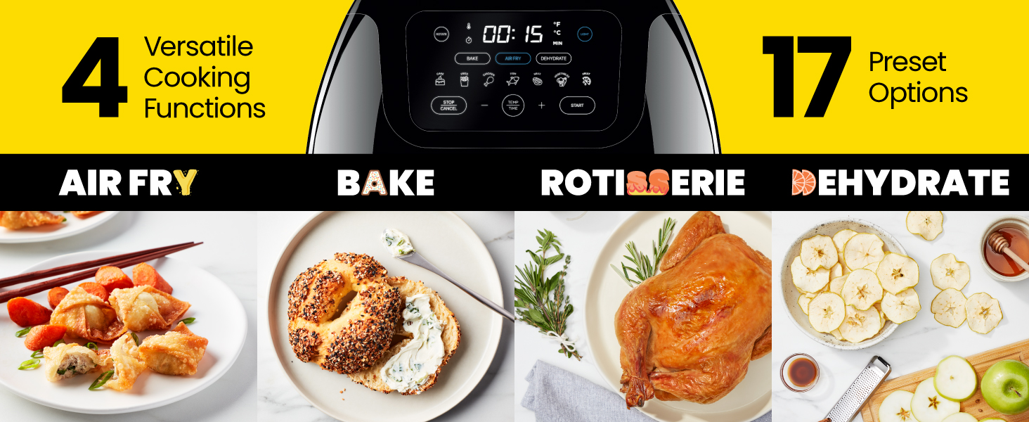 Air fryer functions and presets