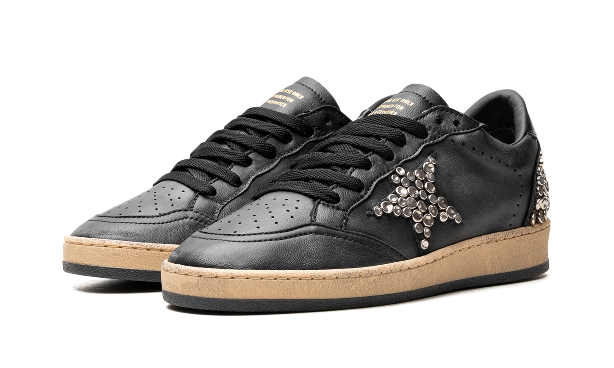 BALL STAR NAPPA UPPER AND SPUR LEATHER STAR SHINY LEATHER HEEL WITH STUDS "BLACK"、mysite、Cacoeks