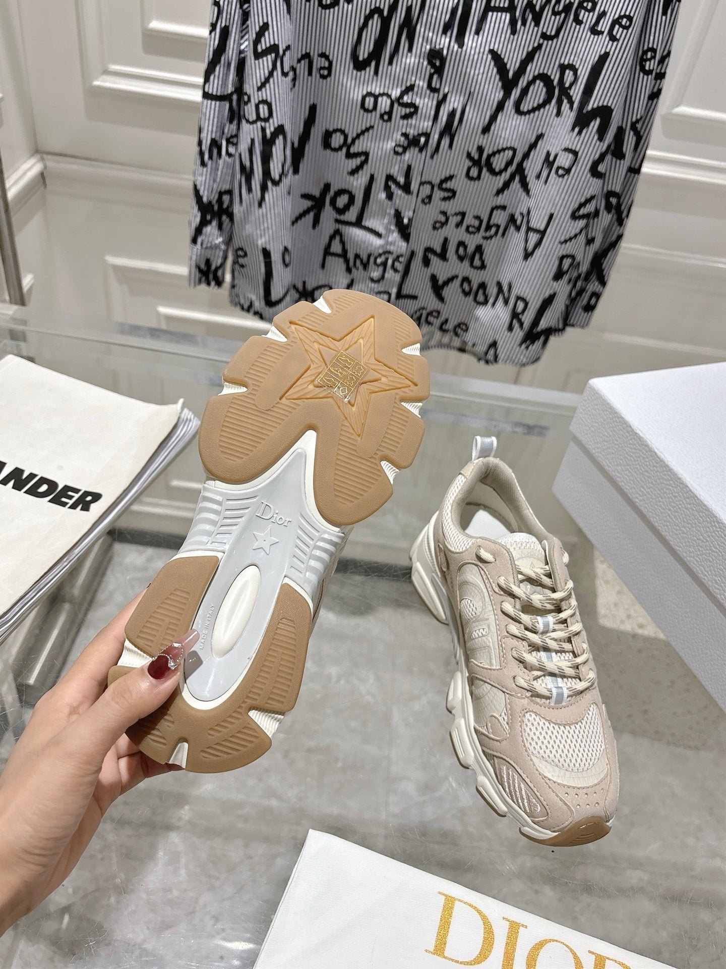 DIOR 25S CHRONO SNEAKER 45MM IN MESH WITH WHITE AND NUDE PINK CALFSKIN、mysite、Cacoeks