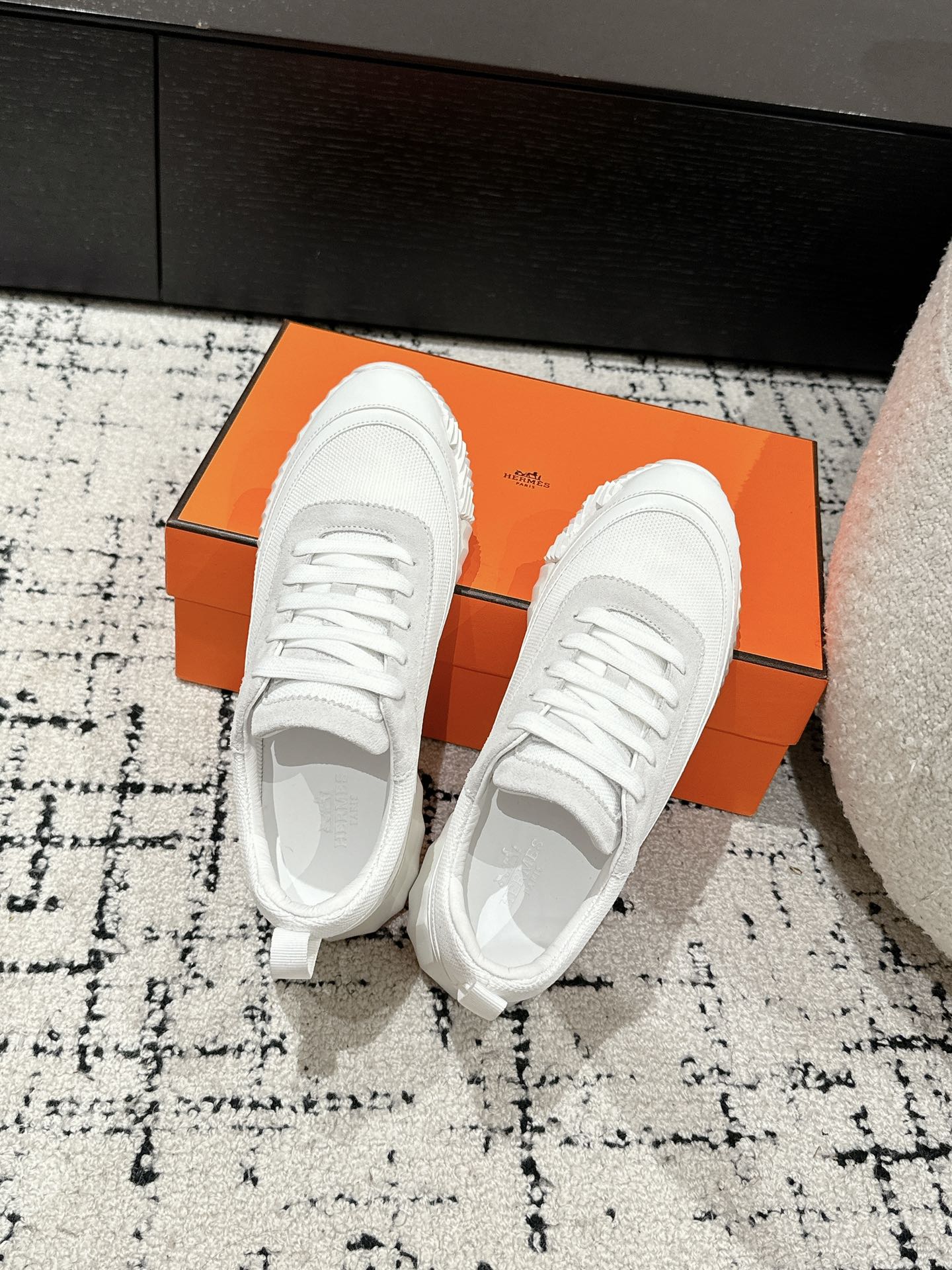 BOUNCING SNEAKER IN WHITE CALFSKIN AND FABRIC、mysite、Cacoeks