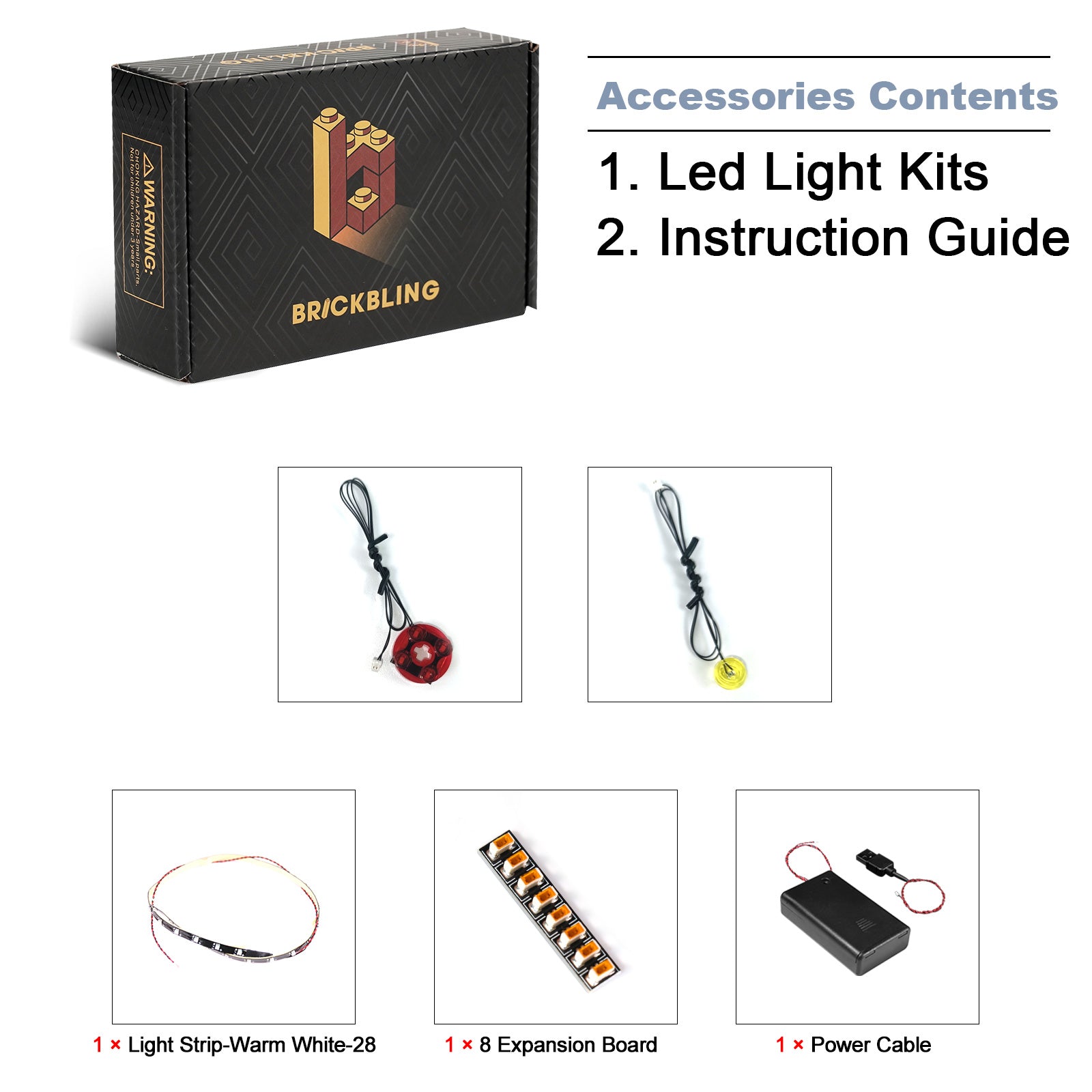 Parts pictured for BrickBling Light Kit for LEGO Icons Poinsettia 10370