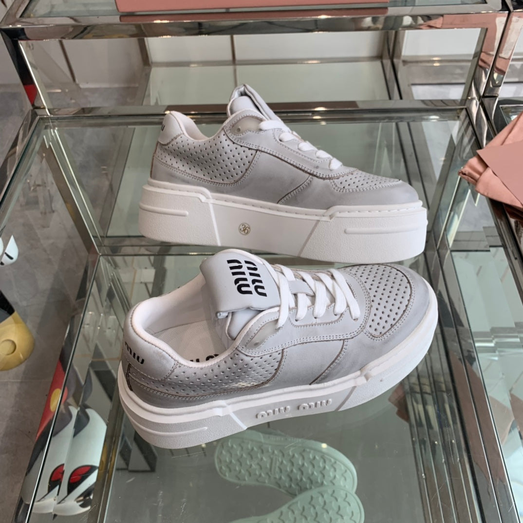 Sneakers Thick-soled Light Gray Cowhide、mysite、Cacoeks