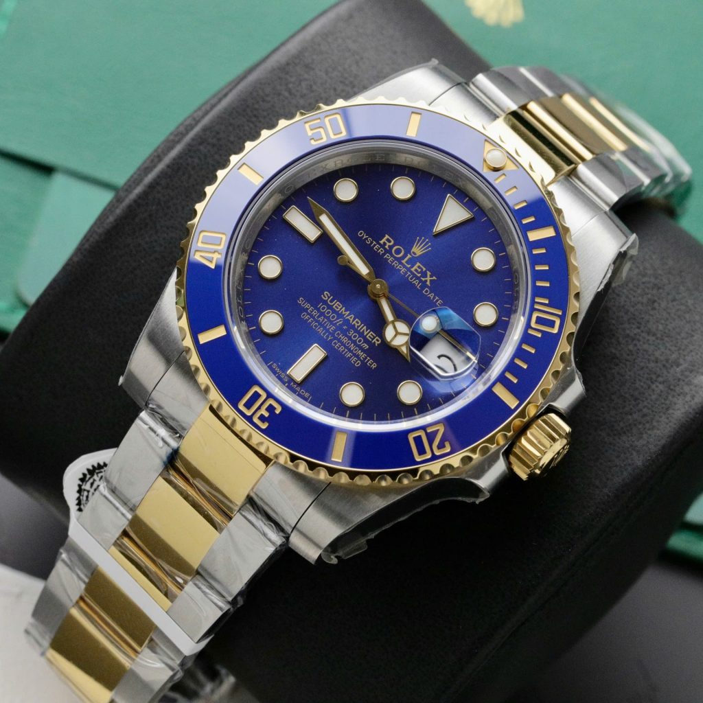 Đồng Hồ Rolex Submariner Mặt Xanh Blue Chế Tác Bọc Vàng Thật 40mm (2)